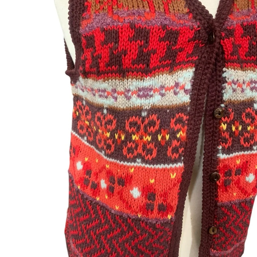 Northern Isles cotton blend button up sweater vest in autumnal colors size large - Picture 2 of 11